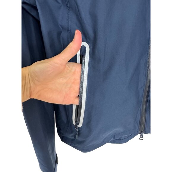 Vineyard Vines Rain Jacket Women S Stow Go Windbreaker Hoodie Navy Blue Pockets - Picture 5 of 12